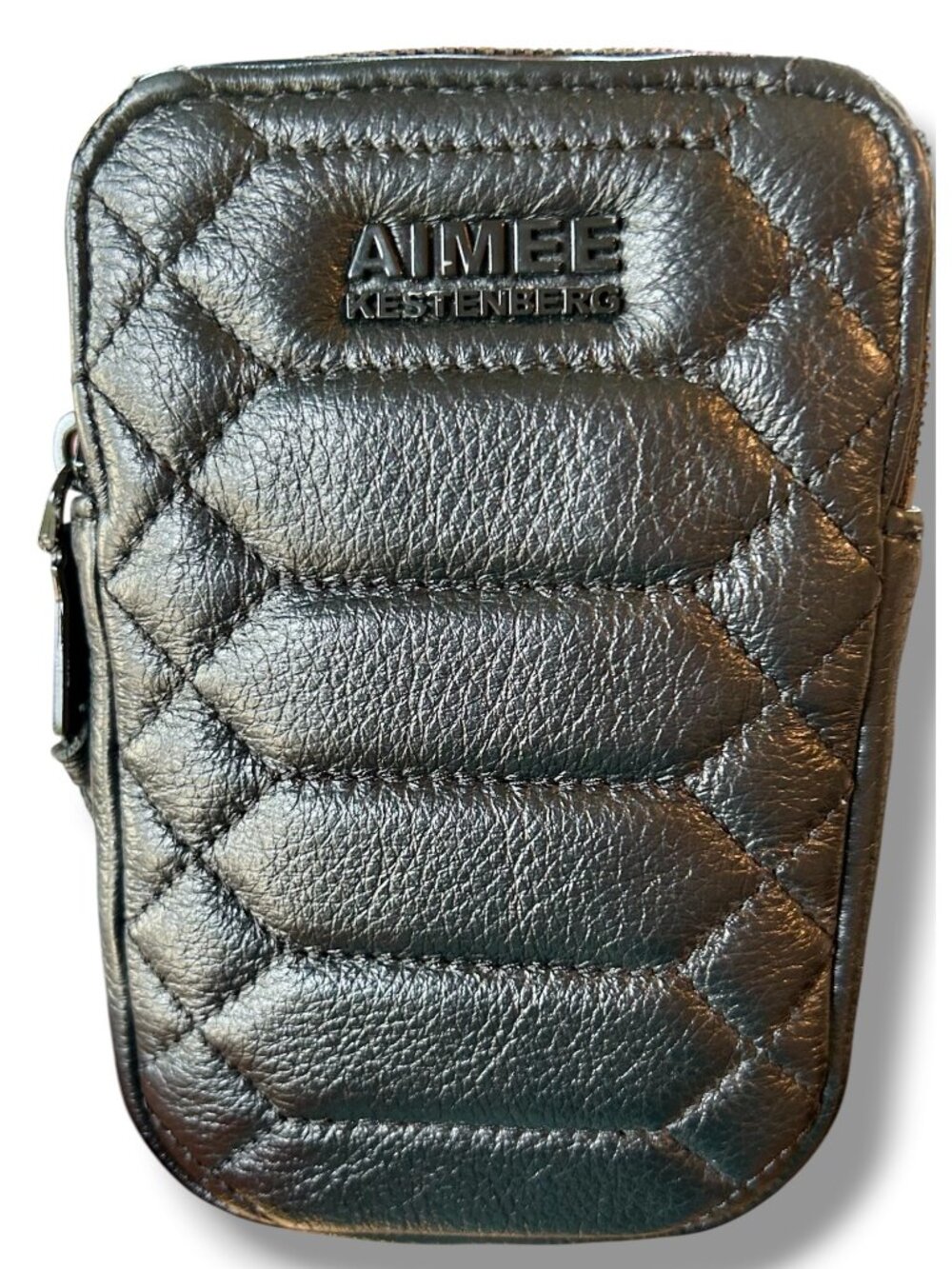Aimee Kestenberg Quilted Black Leater Crossbody Bag Adjustable Strap Small